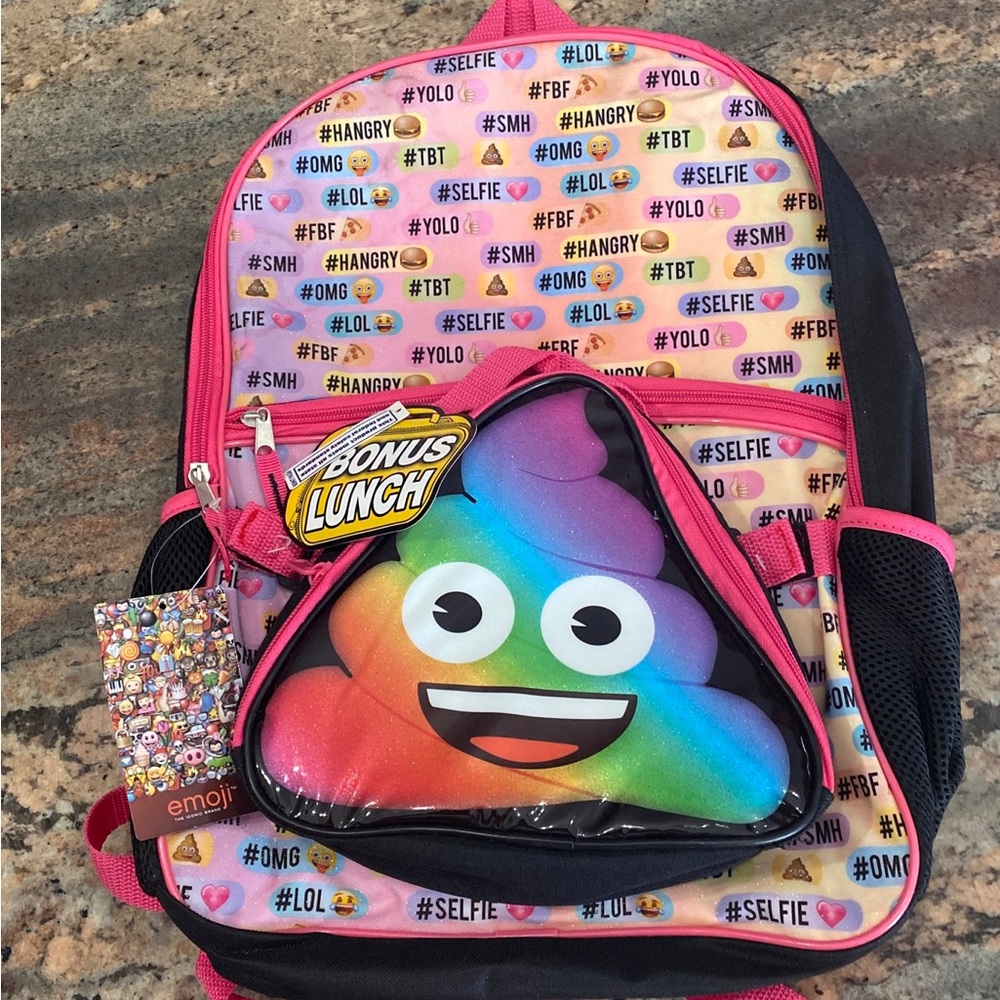 Kids Rainbow Emoji Backpack & Lunch Box Set New With Tags Emoji Brand